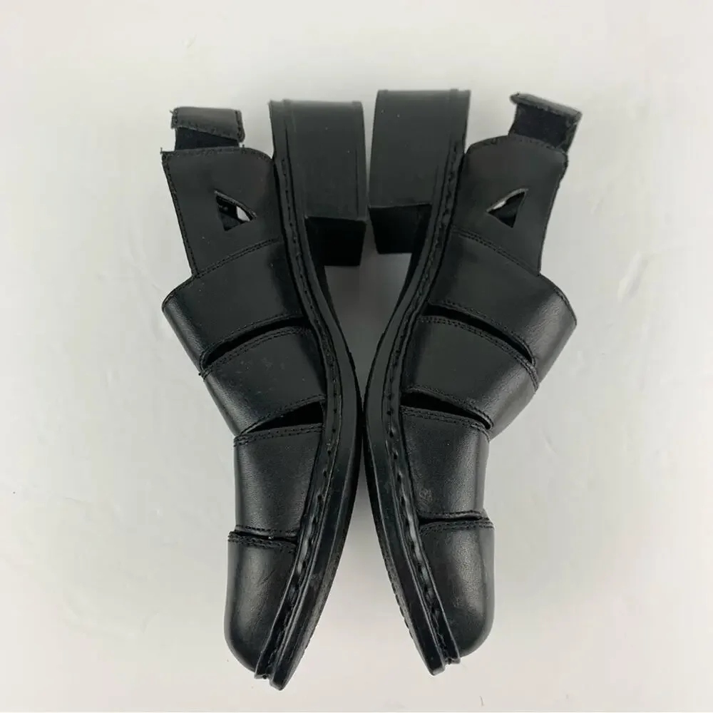 Rieker Black Leather Slingback Elastic Fisherman Sandals 39